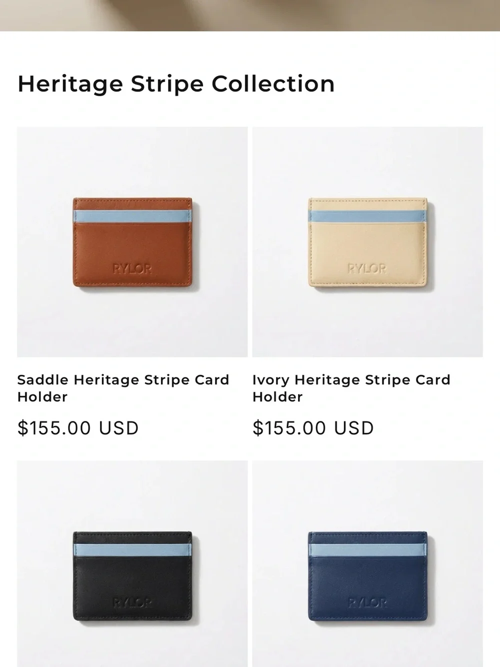 Cream Leather Card Holder with Blue Accent